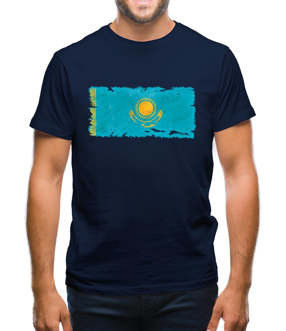 Kazakhstan Grunge Style Flag Mens T-Shirt