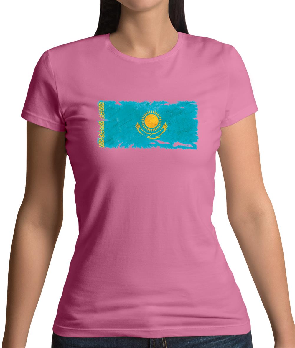 Kazakhstan Grunge Style Flag Womens T-Shirt