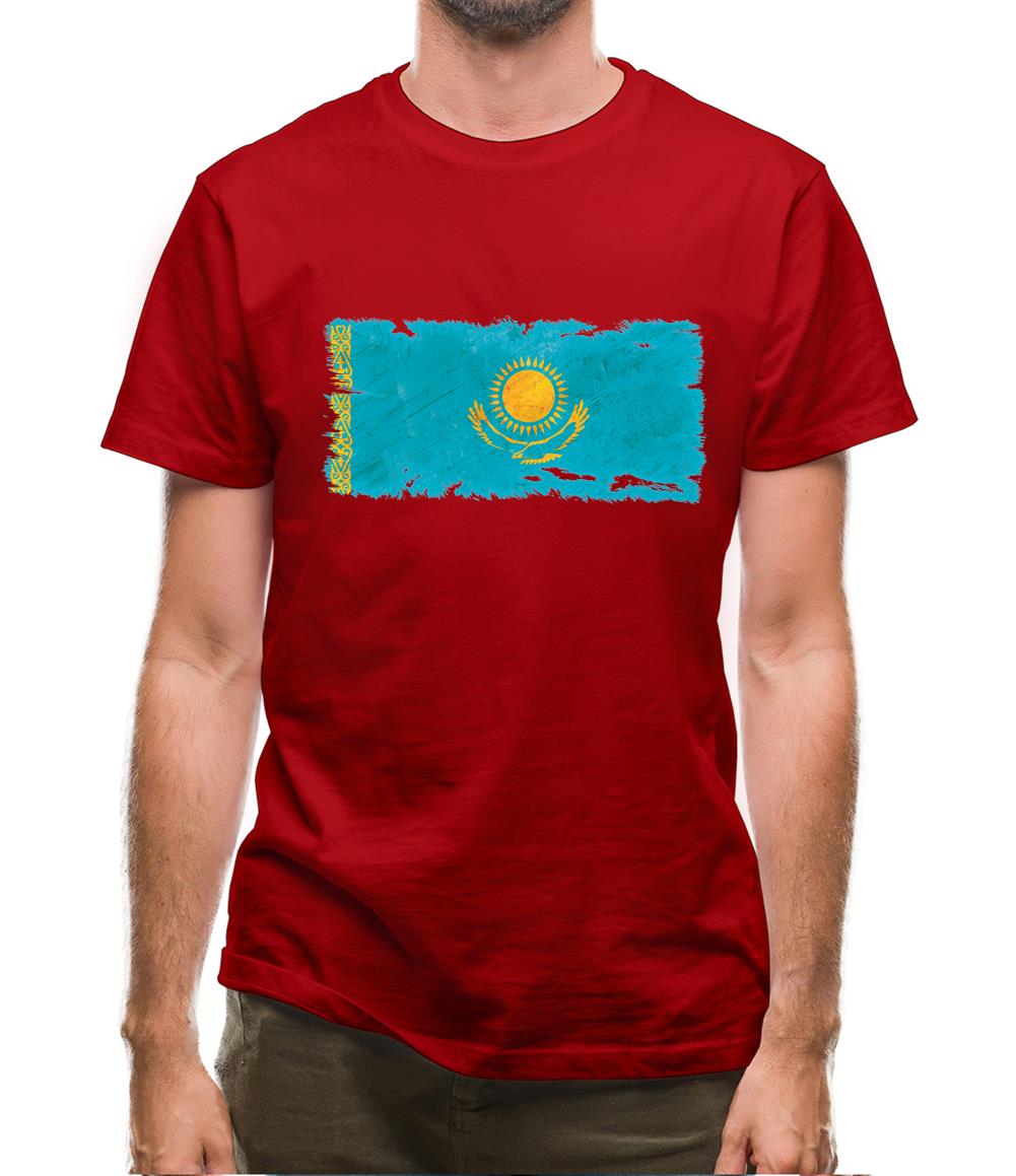Kazakhstan Grunge Style Flag Mens T-Shirt
