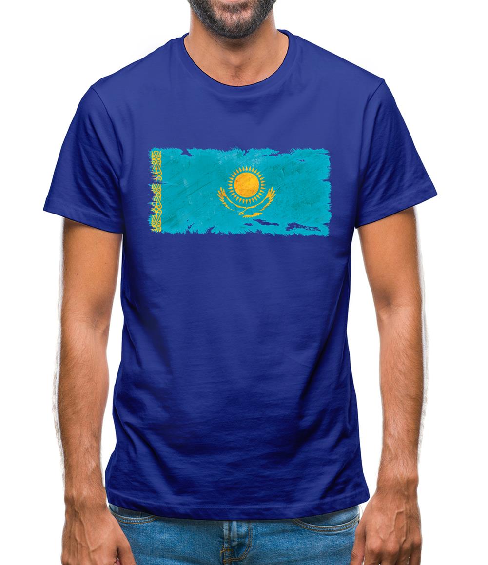 Kazakhstan Grunge Style Flag Mens T-Shirt