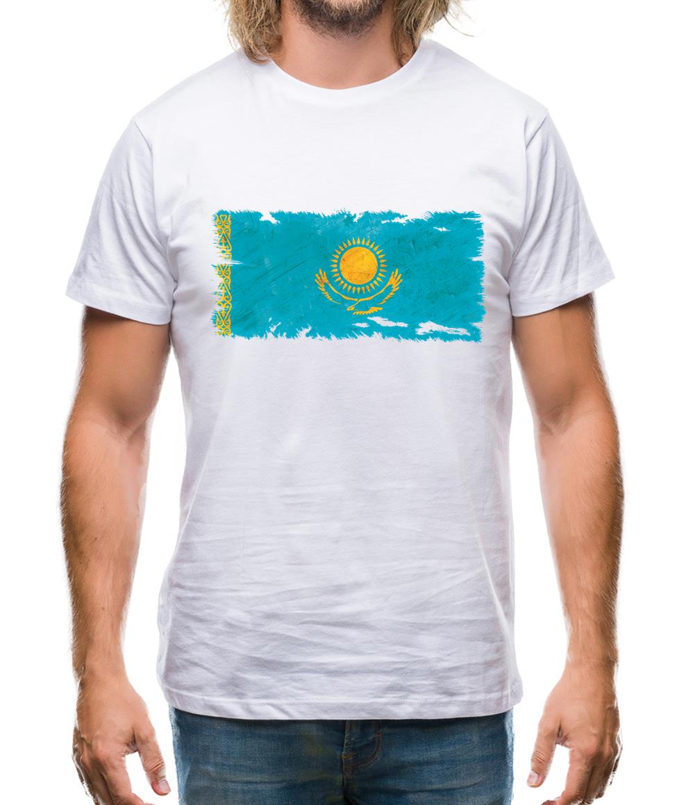 Kazakhstan Grunge Style Flag Mens T-Shirt