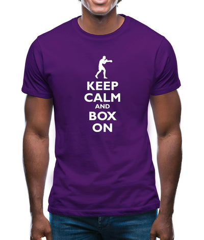 Keep Calm And Box On Mens T-Shirt