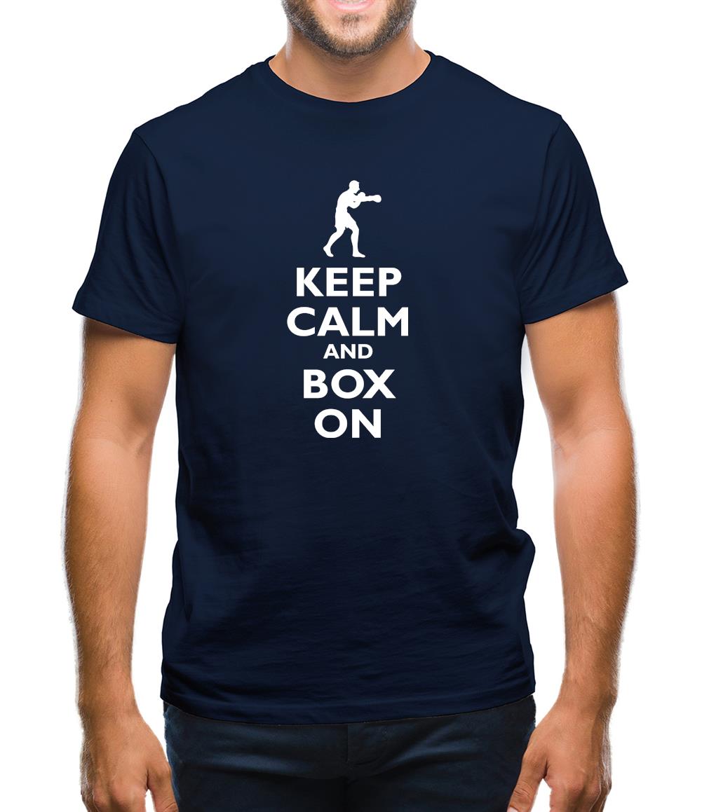 Keep Calm And Box On Mens T-Shirt