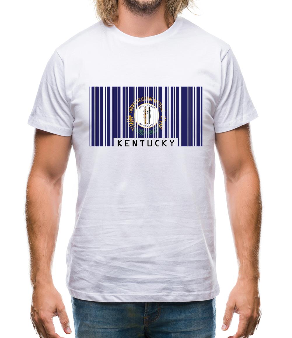 Kentucky Barcode Style Flag Mens T-Shirt