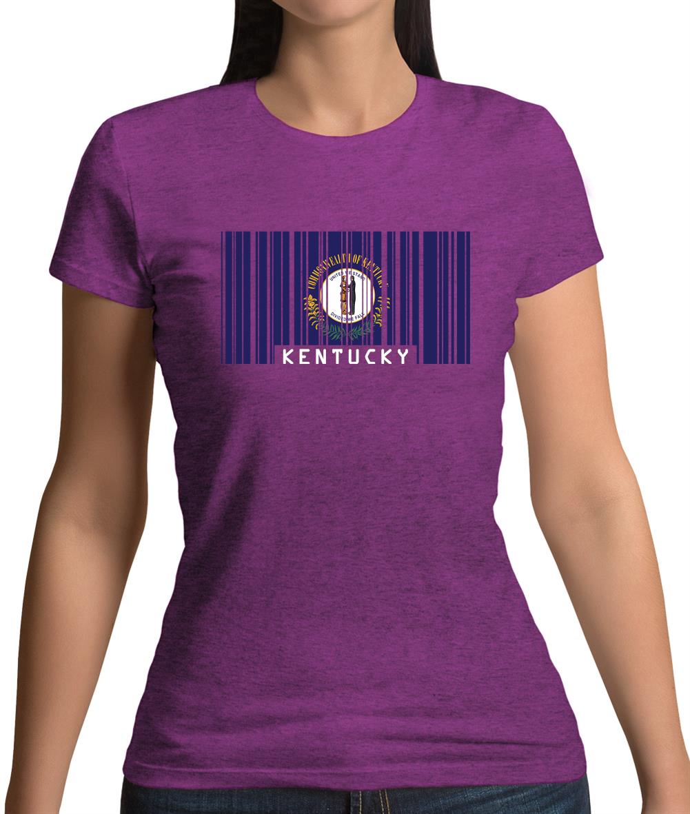 Kentucky Barcode Style Flag Womens T-Shirt