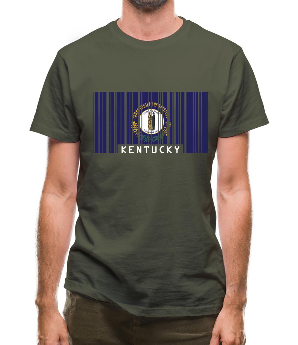 Kentucky Barcode Style Flag Mens T-Shirt