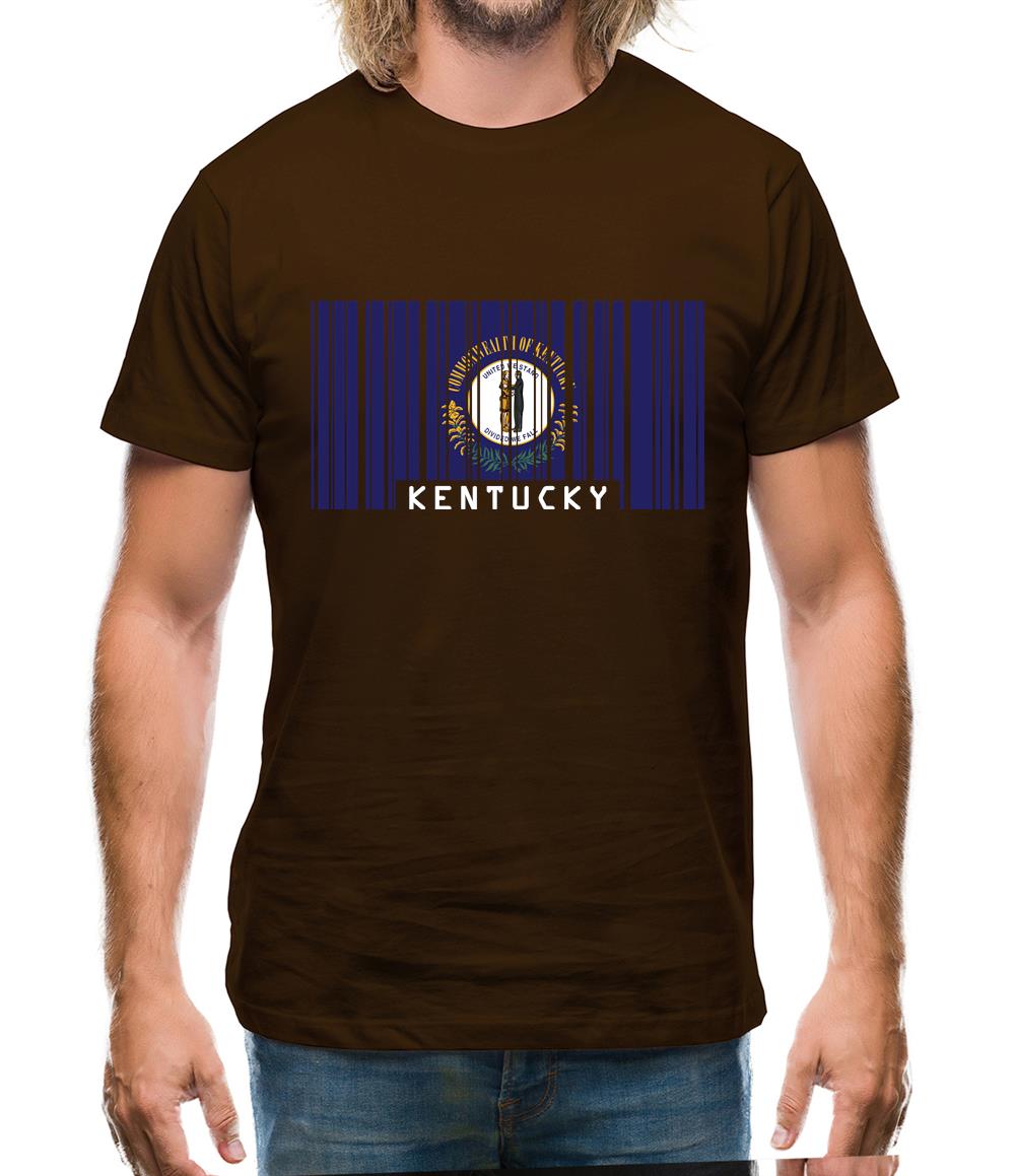 Kentucky Barcode Style Flag Mens T-Shirt