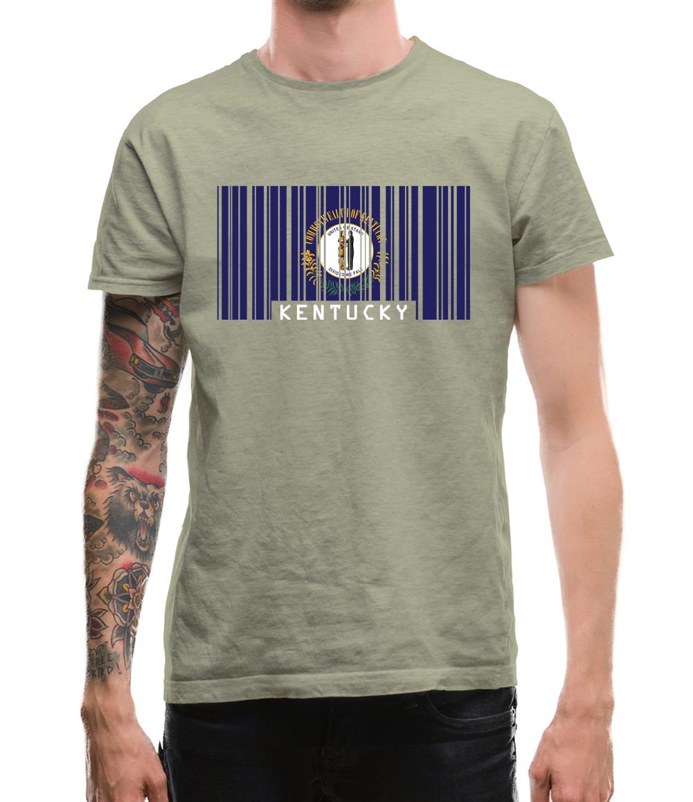 Kentucky Barcode Style Flag Mens T-Shirt
