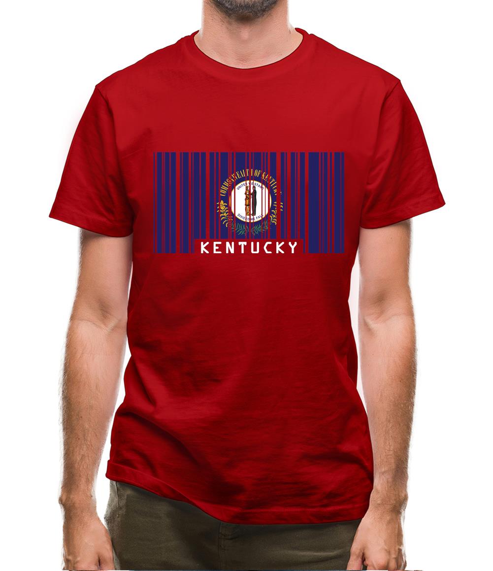Kentucky Barcode Style Flag Mens T-Shirt