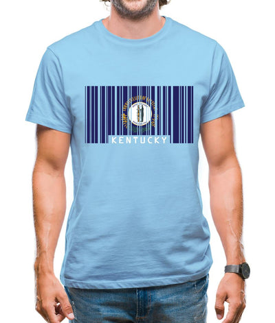 Kentucky Barcode Style Flag Mens T-Shirt