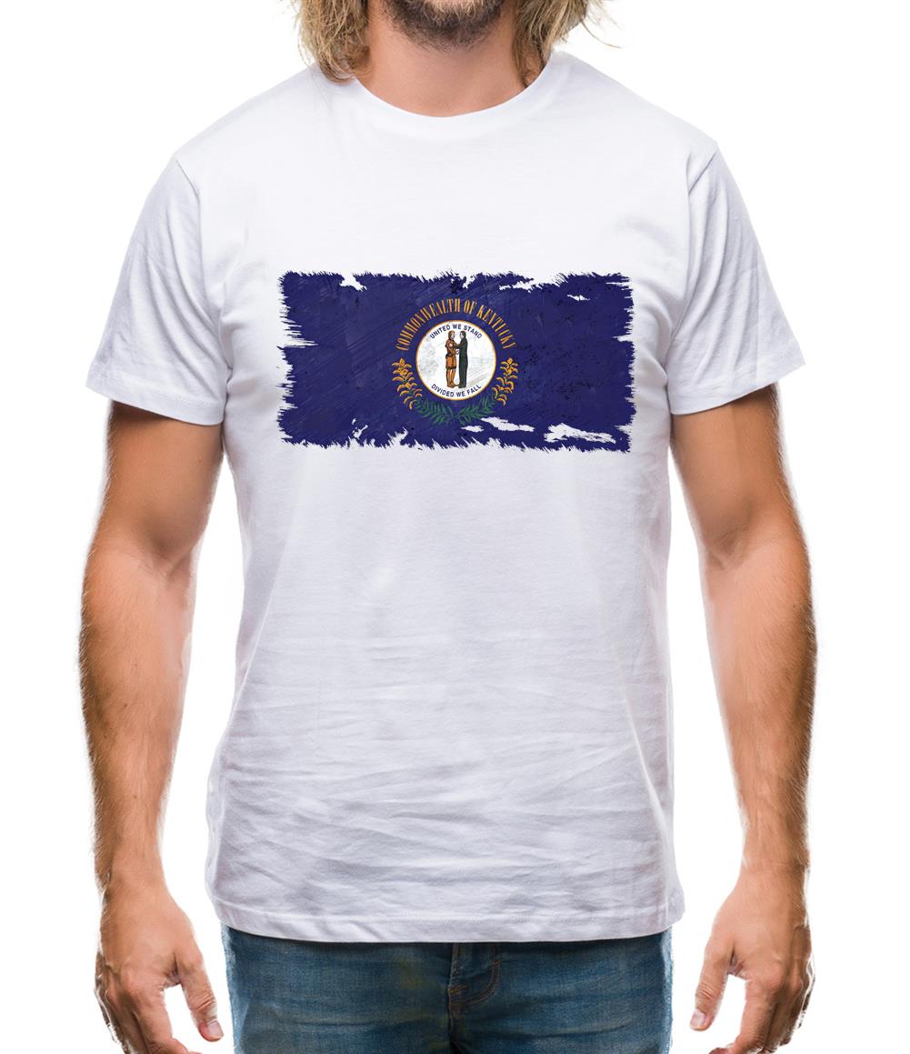 Kentucky Grunge Style Flag Mens T-Shirt