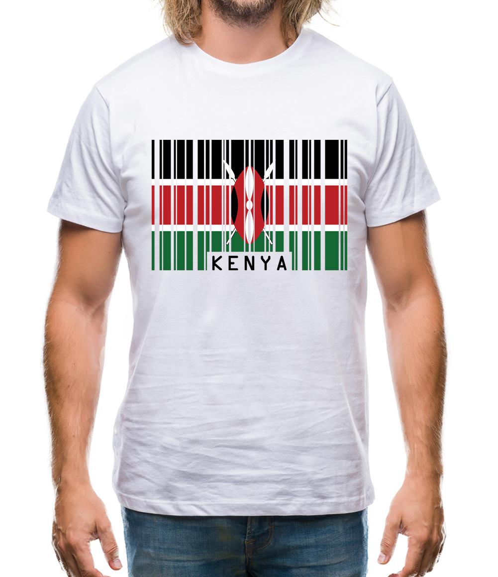 Kenya Barcode Style Flag Mens T-Shirt