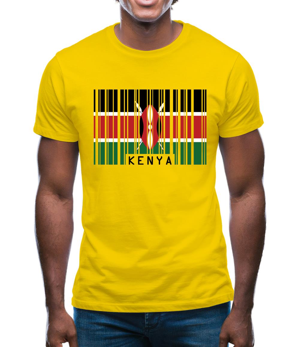Kenya Barcode Style Flag Mens T-Shirt