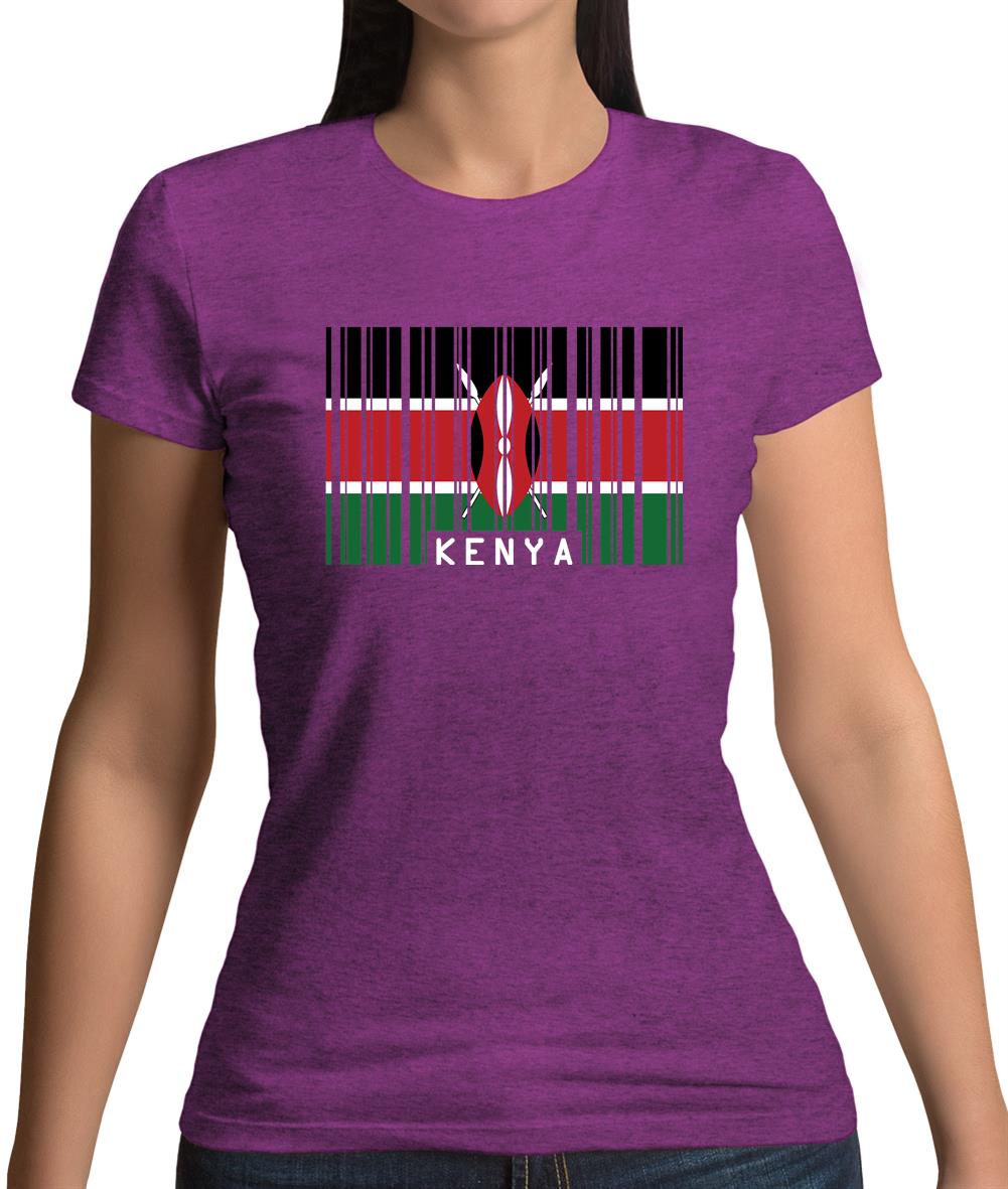 Kenya Barcode Style Flag Womens T-Shirt