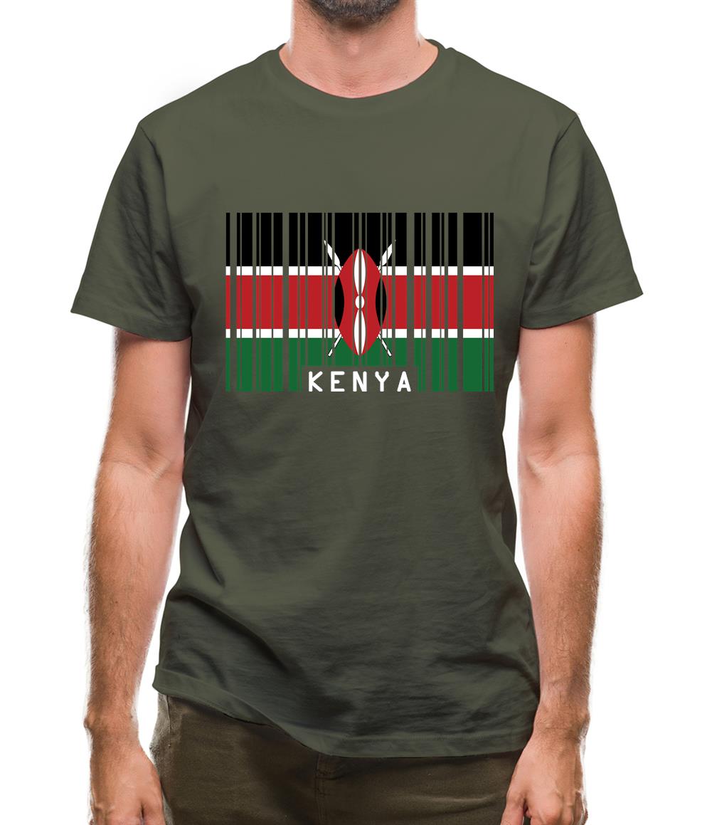 Kenya Barcode Style Flag Mens T-Shirt