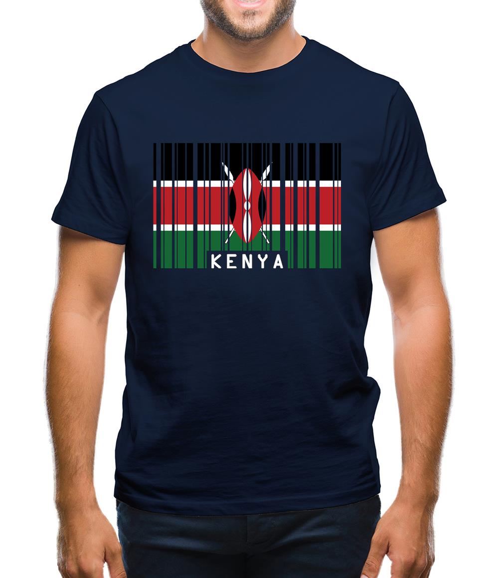 Kenya Barcode Style Flag Mens T-Shirt