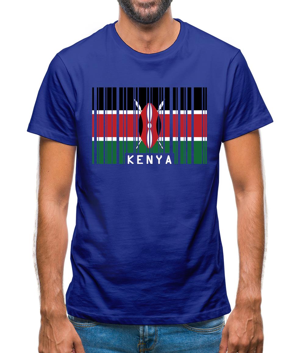 Kenya Barcode Style Flag Mens T-Shirt
