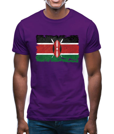 Kenya Grunge Style Flag Mens T-Shirt