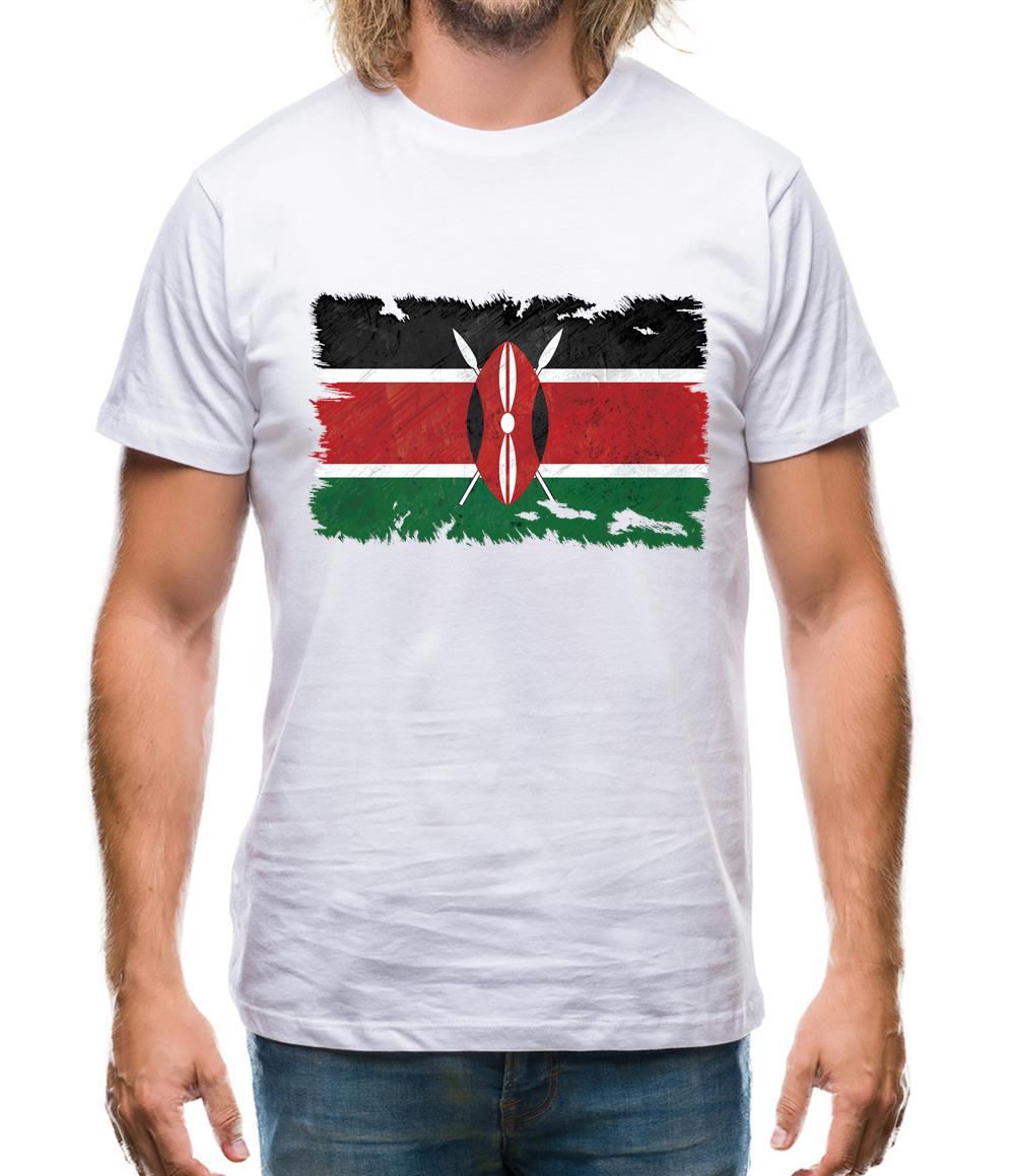 Kenya Grunge Style Flag Mens T-Shirt