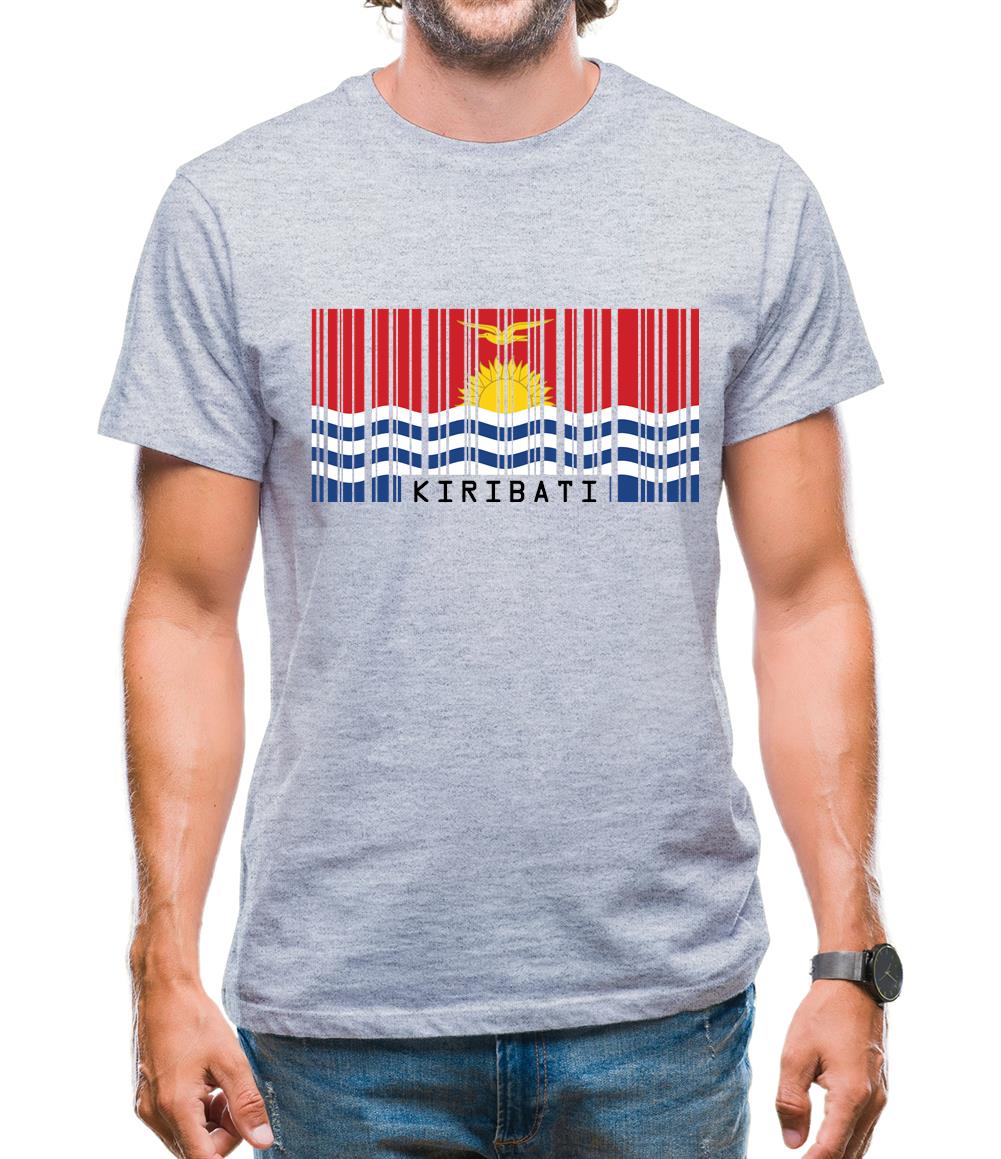 Kiribati Barcode Style Flag Mens T-Shirt