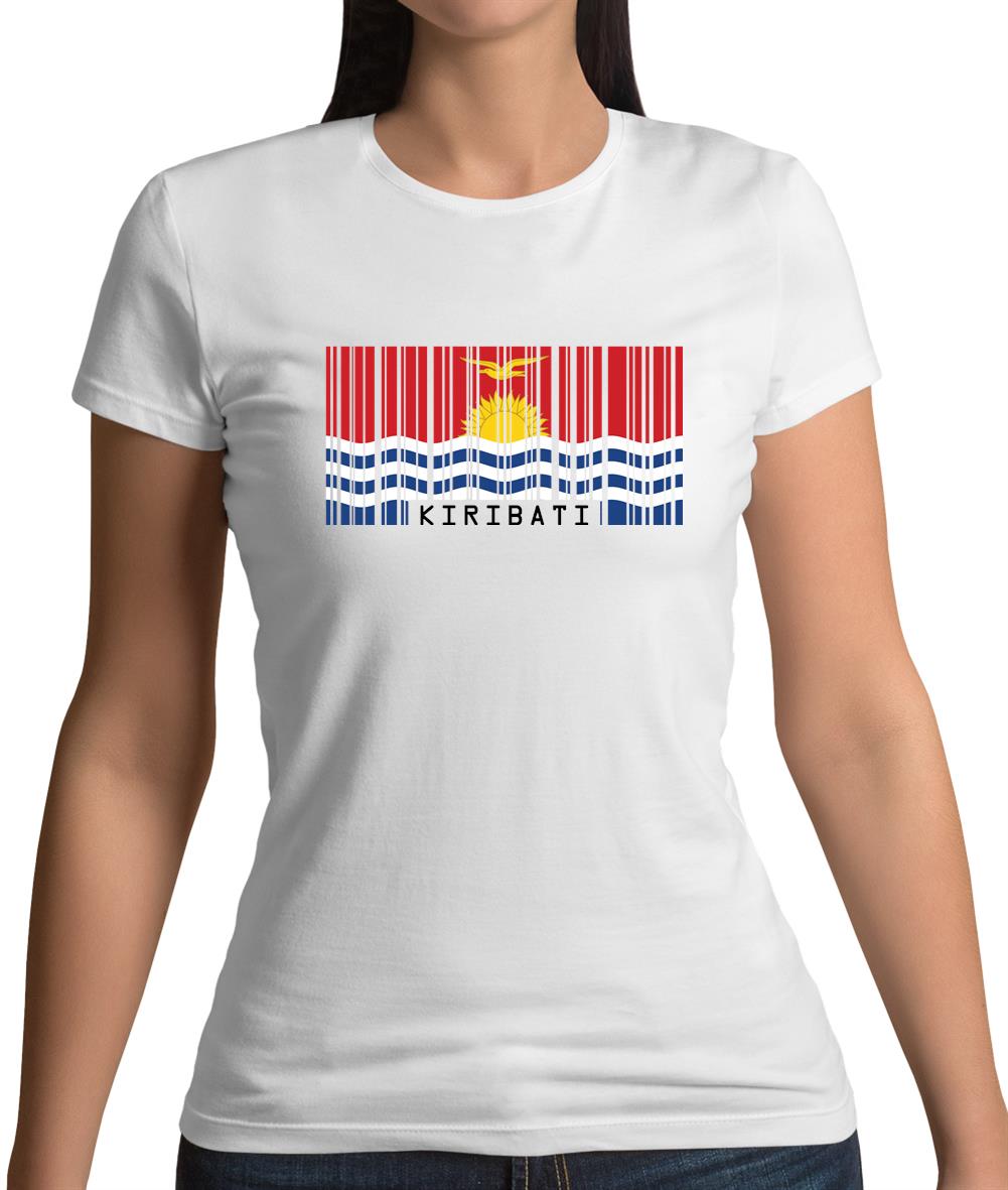 Kiribati Barcode Style Flag Womens T-Shirt