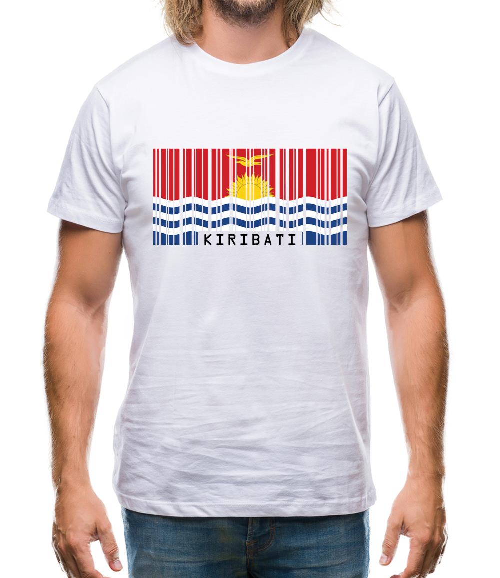 Kiribati Barcode Style Flag Mens T-Shirt