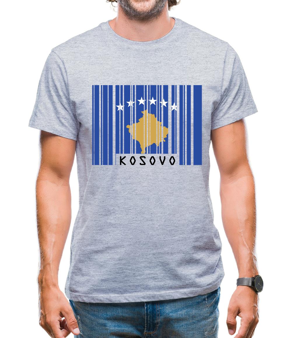 Kosovo Barcode Style Flag Mens T-Shirt