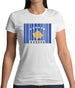 Kosovo Barcode Style Flag Womens T-Shirt