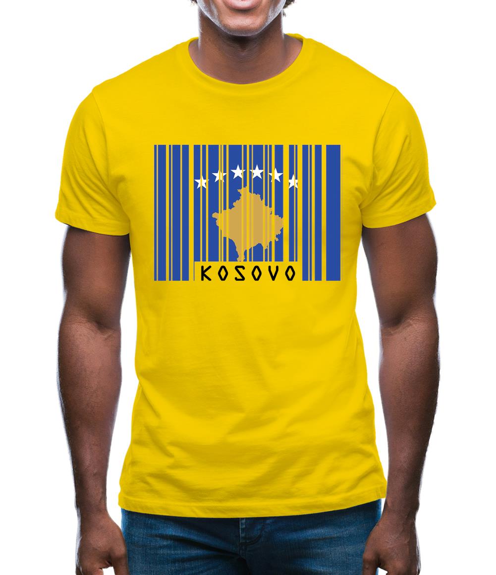 Kosovo Barcode Style Flag Mens T-Shirt