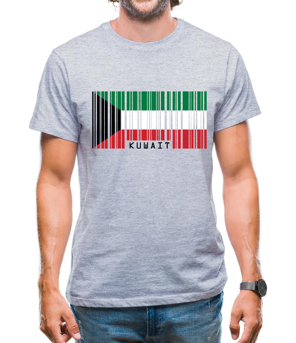 Kuwait Barcode Style Flag Mens T-Shirt
