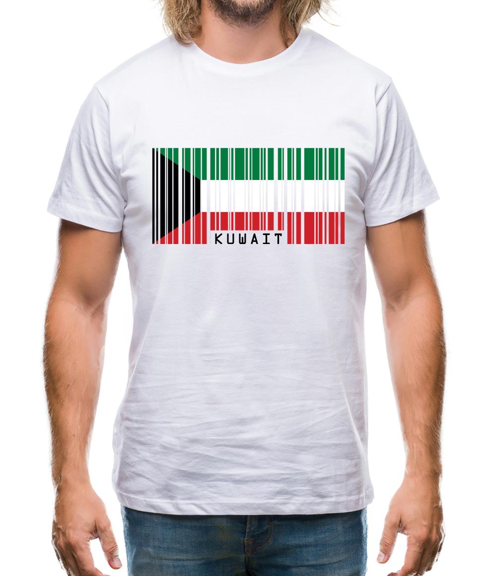 Kuwait Barcode Style Flag Mens T-Shirt