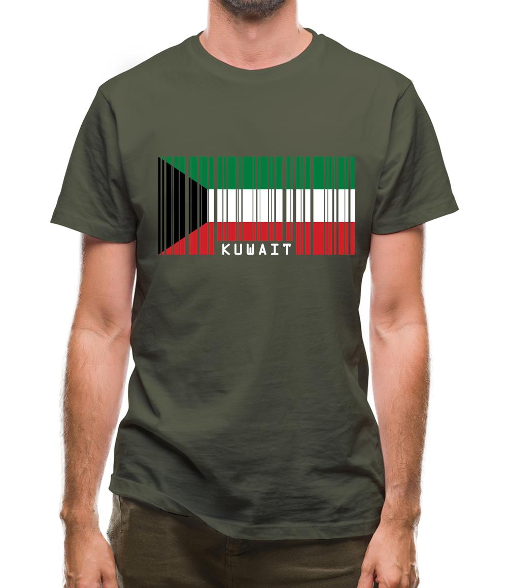 Kuwait Barcode Style Flag Mens T-Shirt