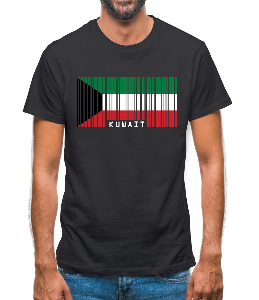 Kuwait Barcode Style Flag Mens T-Shirt