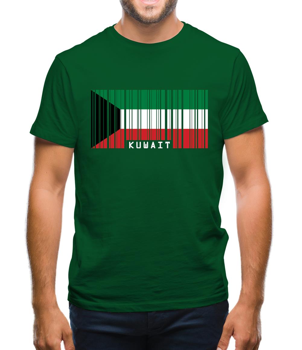 Kuwait Barcode Style Flag Mens T-Shirt
