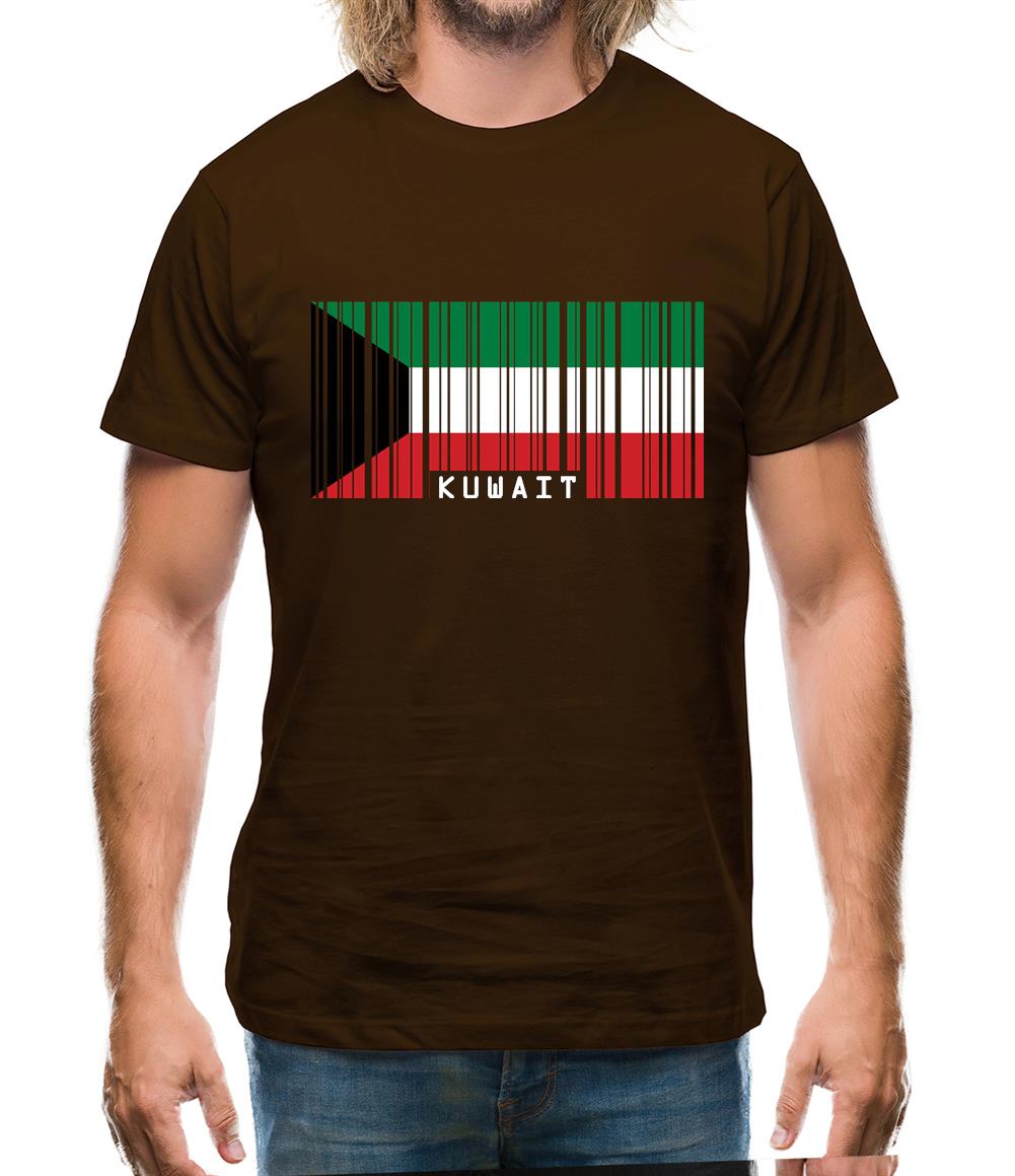 Kuwait Barcode Style Flag Mens T-Shirt