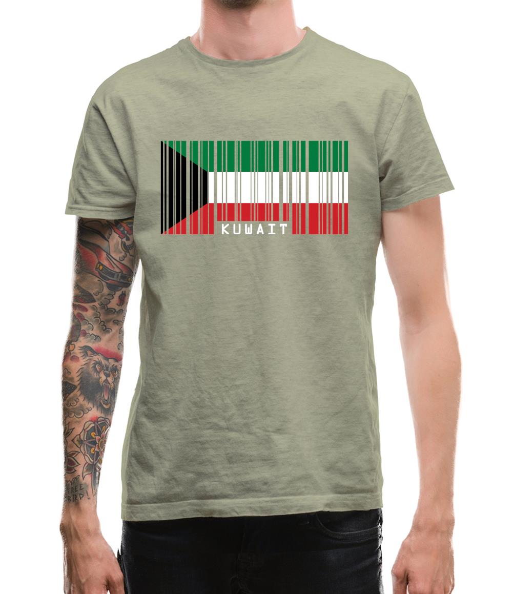 Kuwait Barcode Style Flag Mens T-Shirt