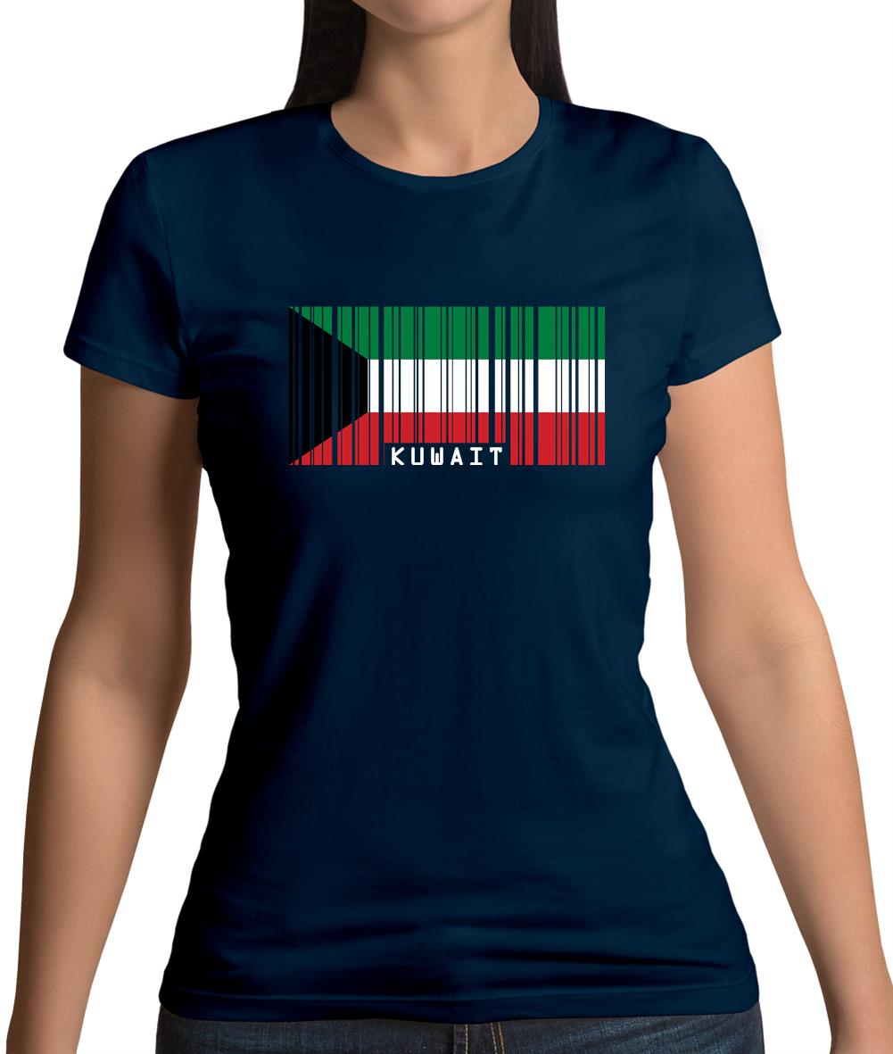 Kuwait Barcode Style Flag Womens T-Shirt