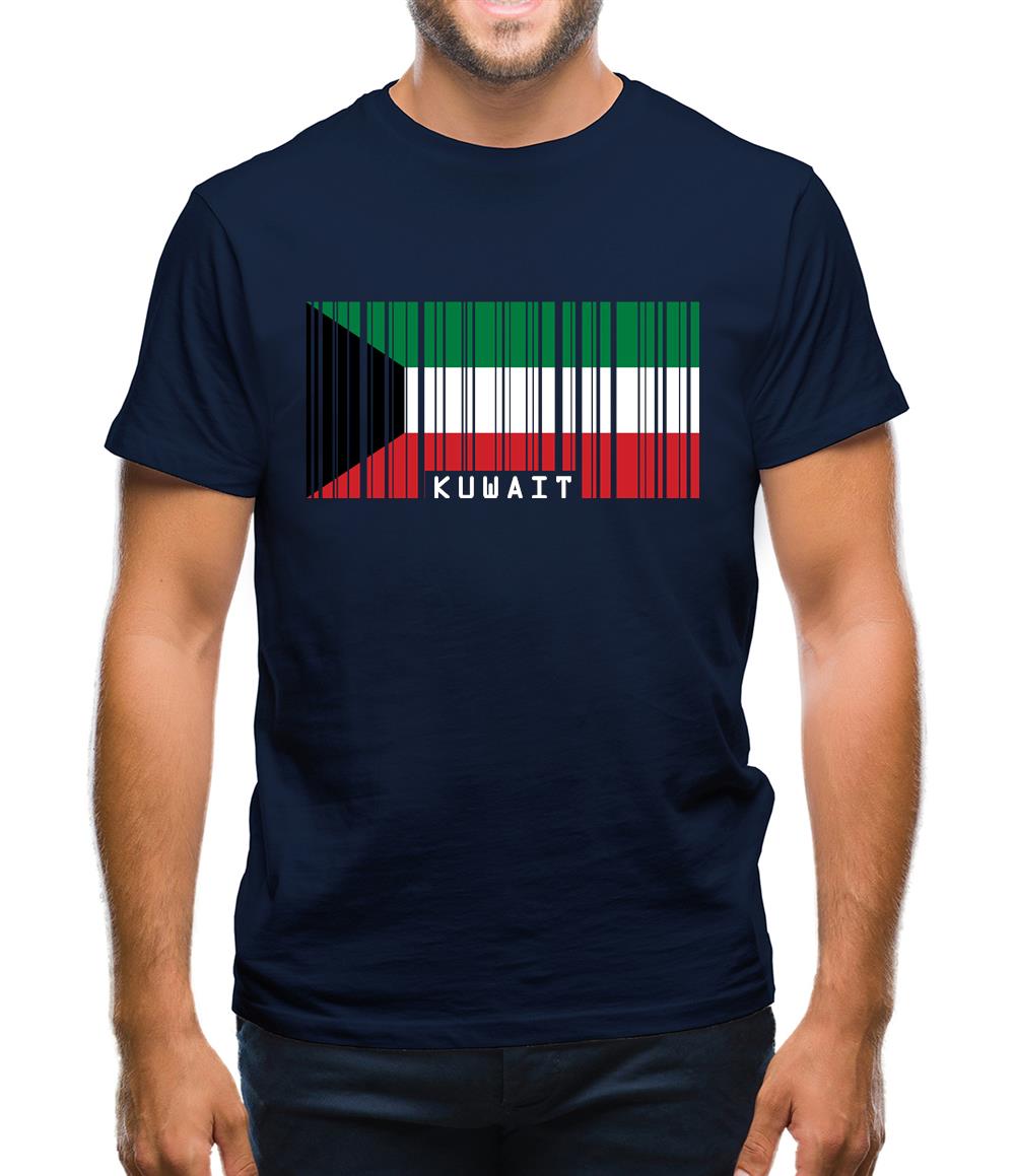 Kuwait Barcode Style Flag Mens T-Shirt
