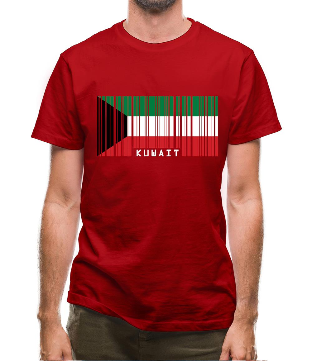 Kuwait Barcode Style Flag Mens T-Shirt