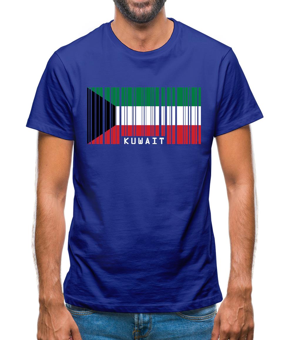 Kuwait Barcode Style Flag Mens T-Shirt