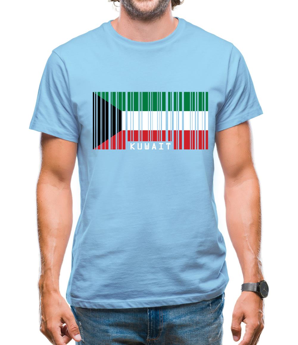 Kuwait Barcode Style Flag Mens T-Shirt