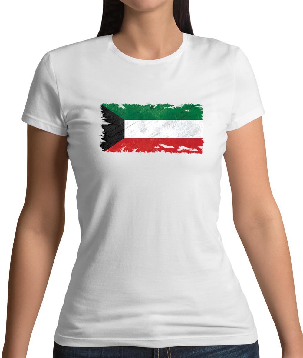 Kuwait Grunge Style Flag Womens T-Shirt