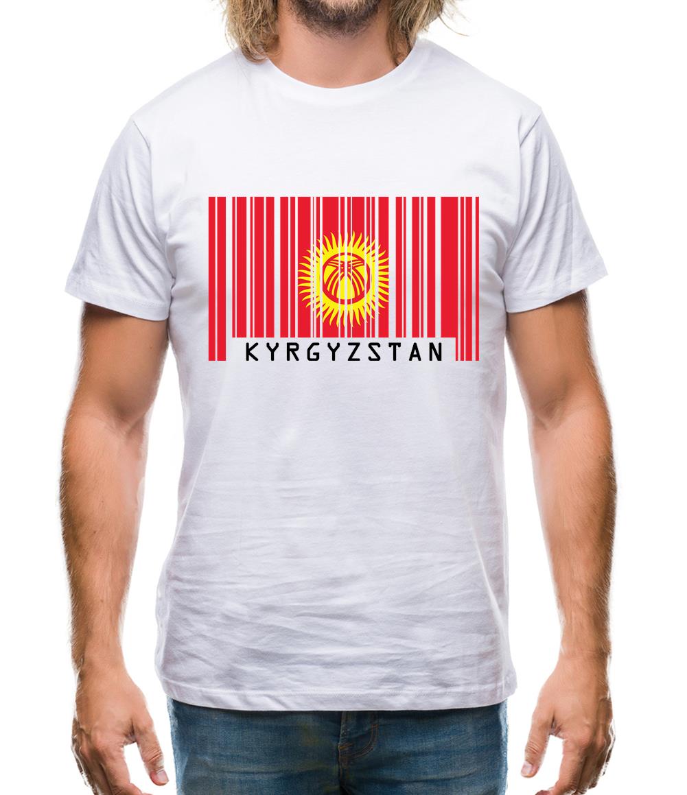 Kyrgyzstan Barcode Style Flag Mens T-Shirt