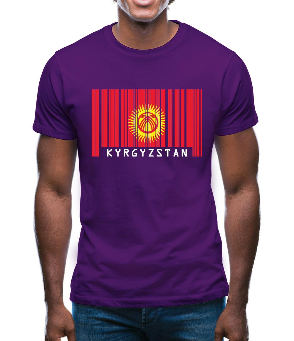 Kyrgyzstan Barcode Style Flag Mens T-Shirt