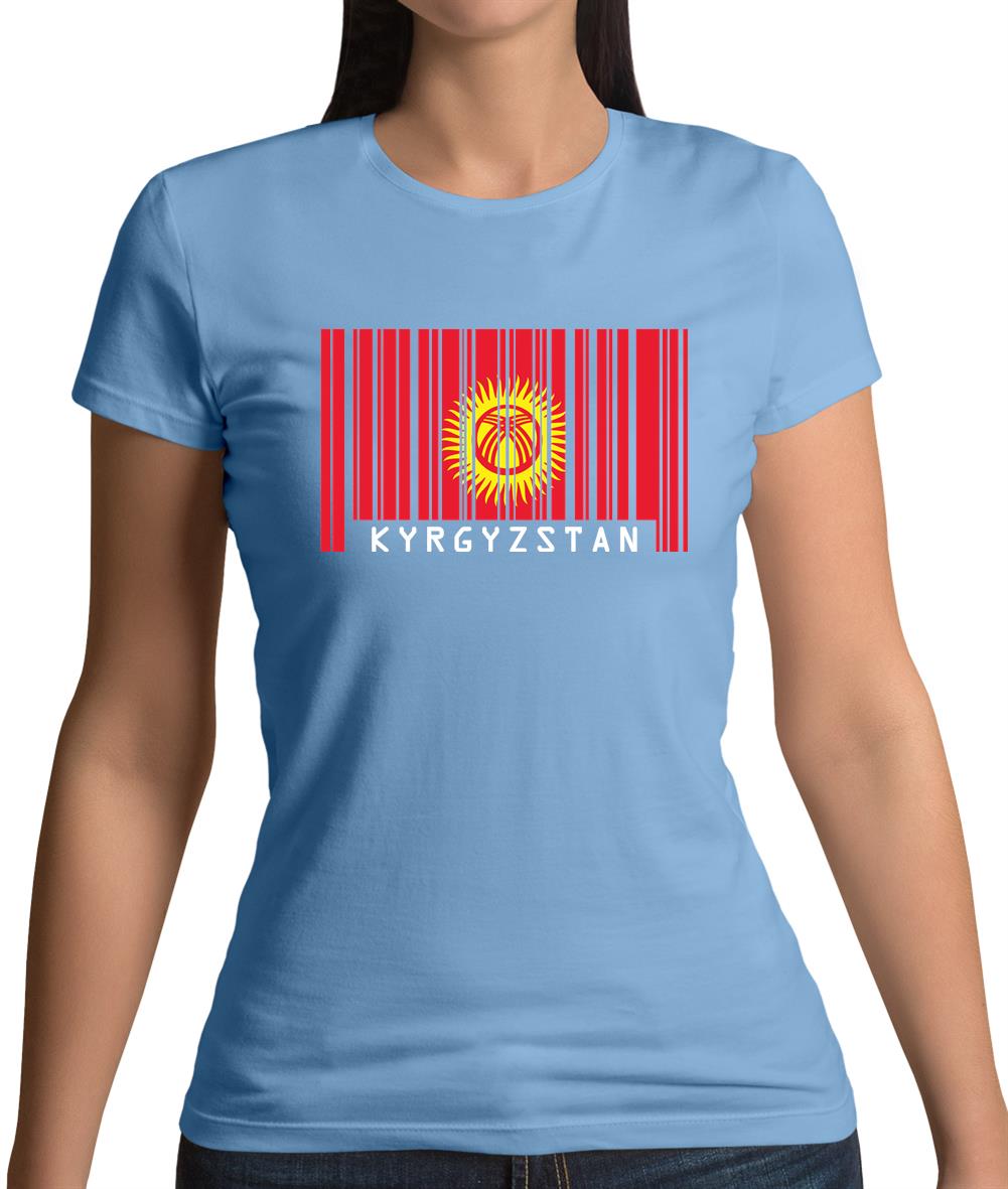 Kyrgyzstan Barcode Style Flag Womens T-Shirt
