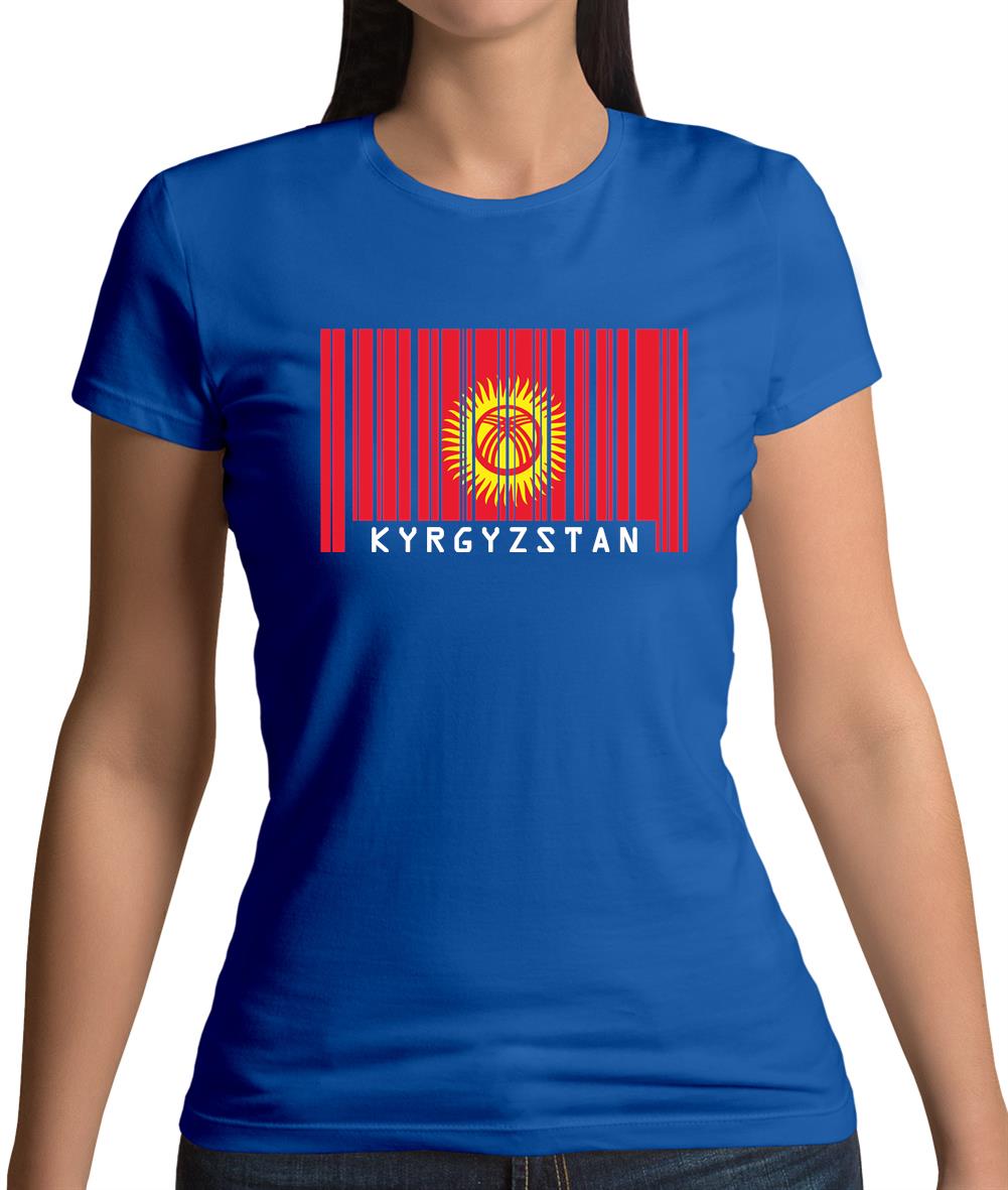 Kyrgyzstan Barcode Style Flag Womens T-Shirt