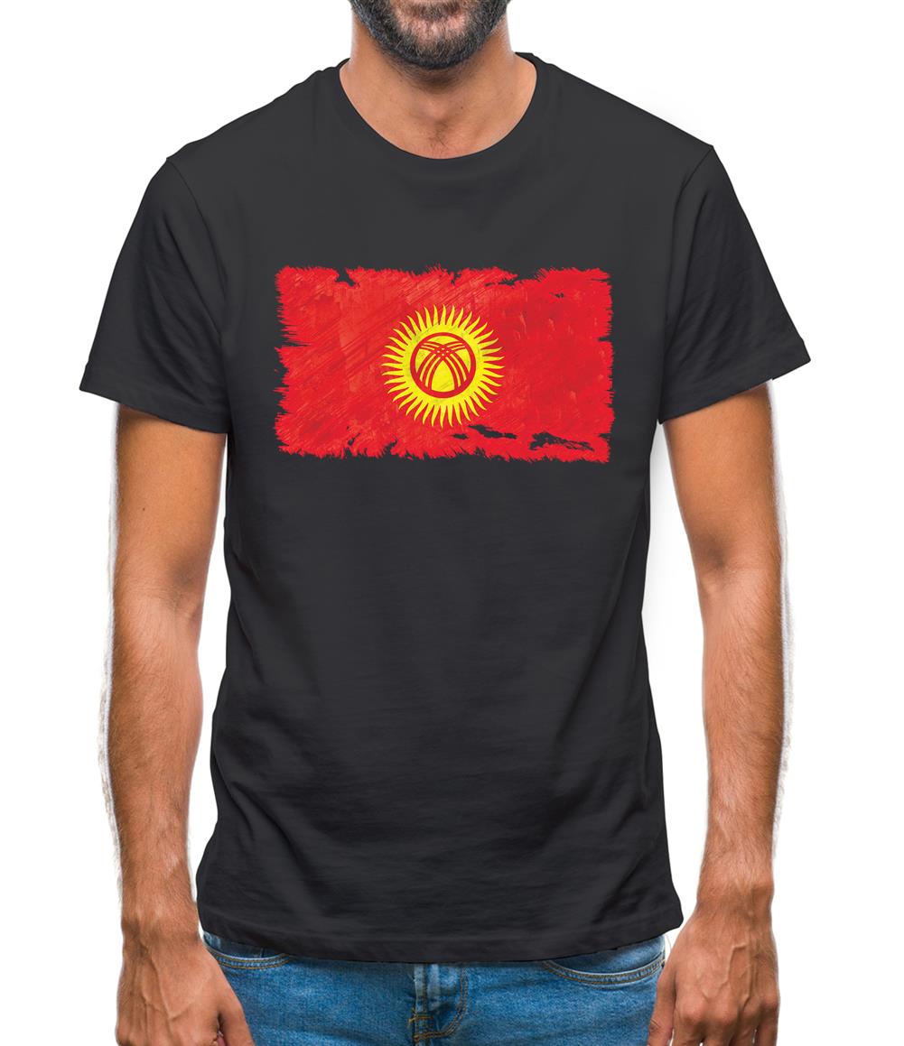 Kyrgyzstan Grunge Style Flag Mens T-Shirt