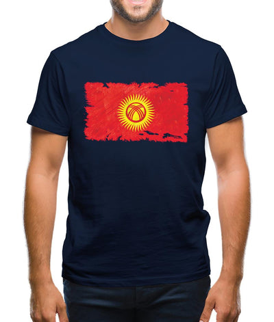 Kyrgyzstan Grunge Style Flag Mens T-Shirt