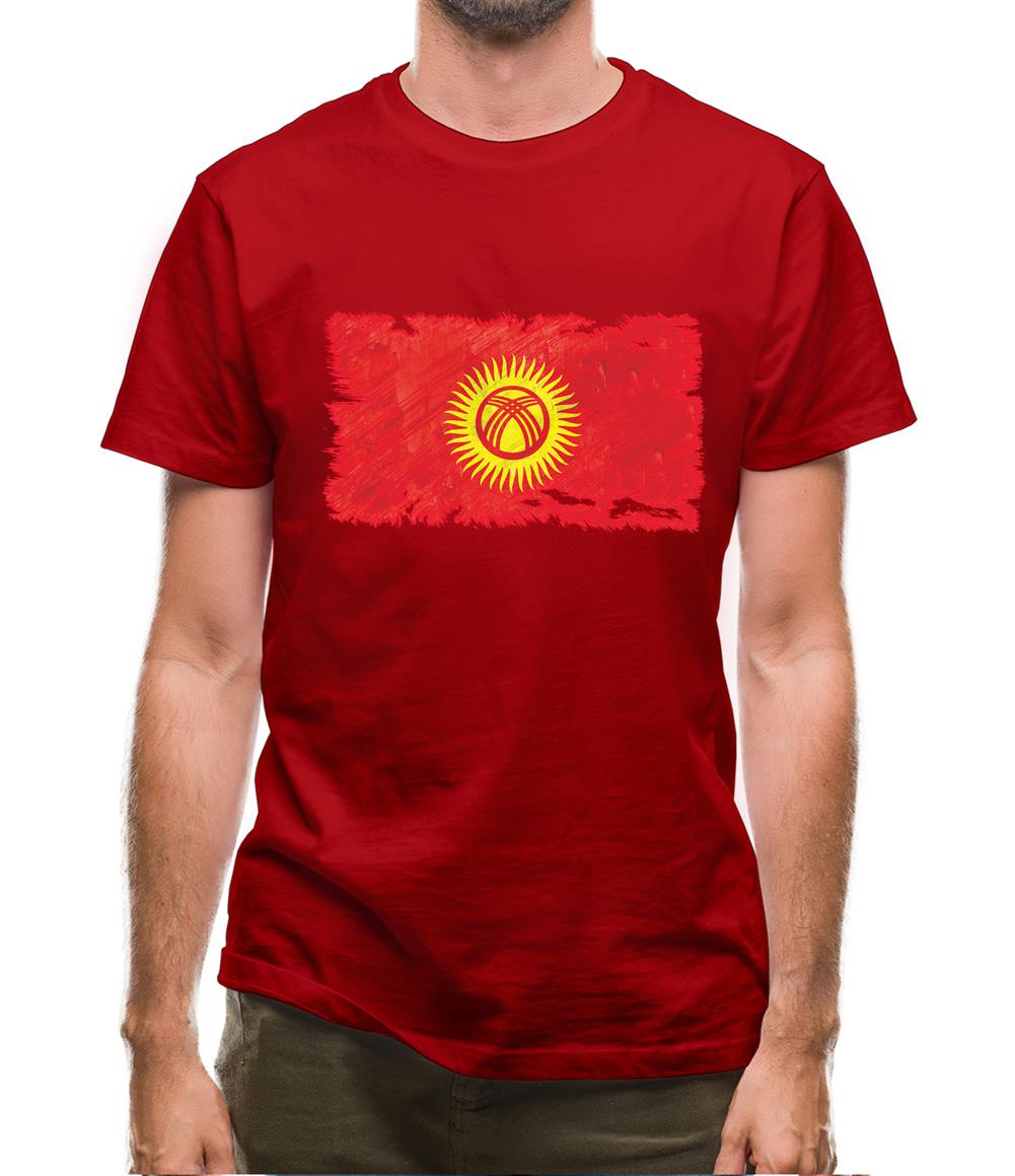 Kyrgyzstan Grunge Style Flag Mens T-Shirt