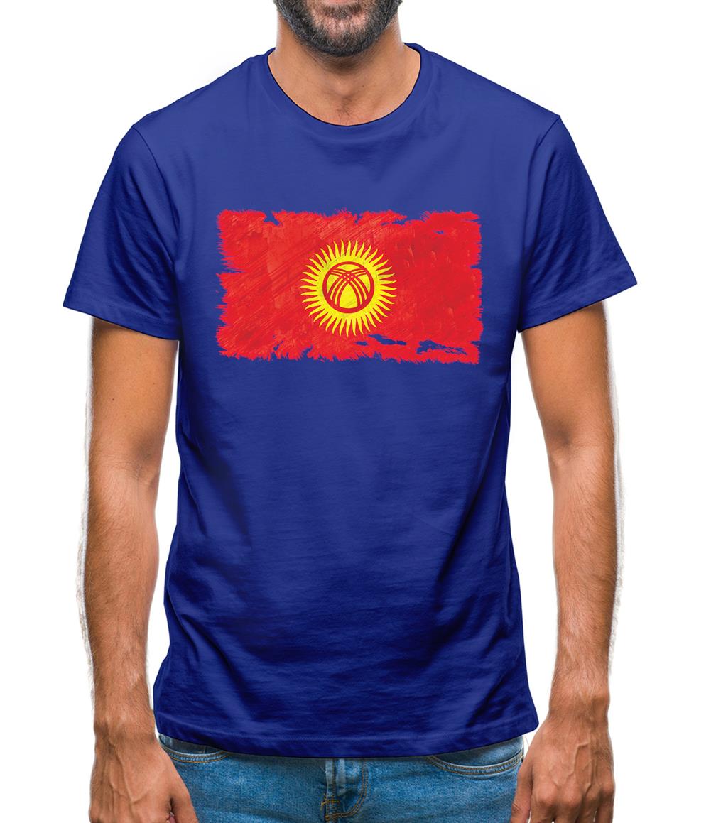 Kyrgyzstan Grunge Style Flag Mens T-Shirt